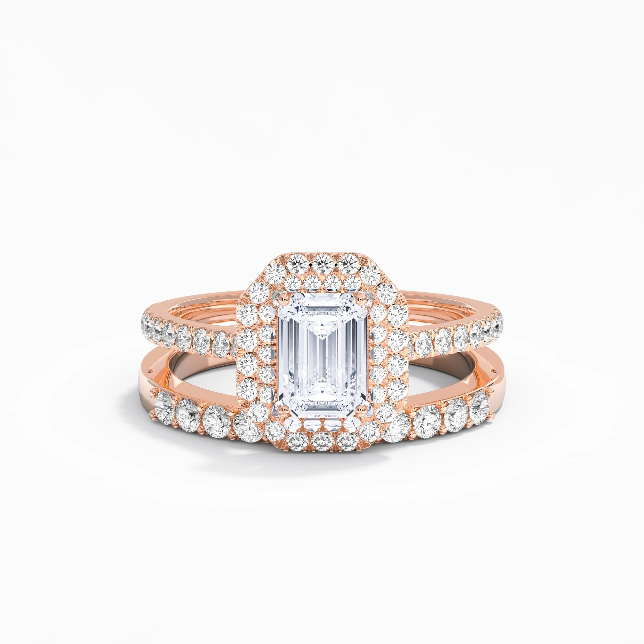 1.00ct Moissanite Wedding Ring Set 14K Rose Gold
