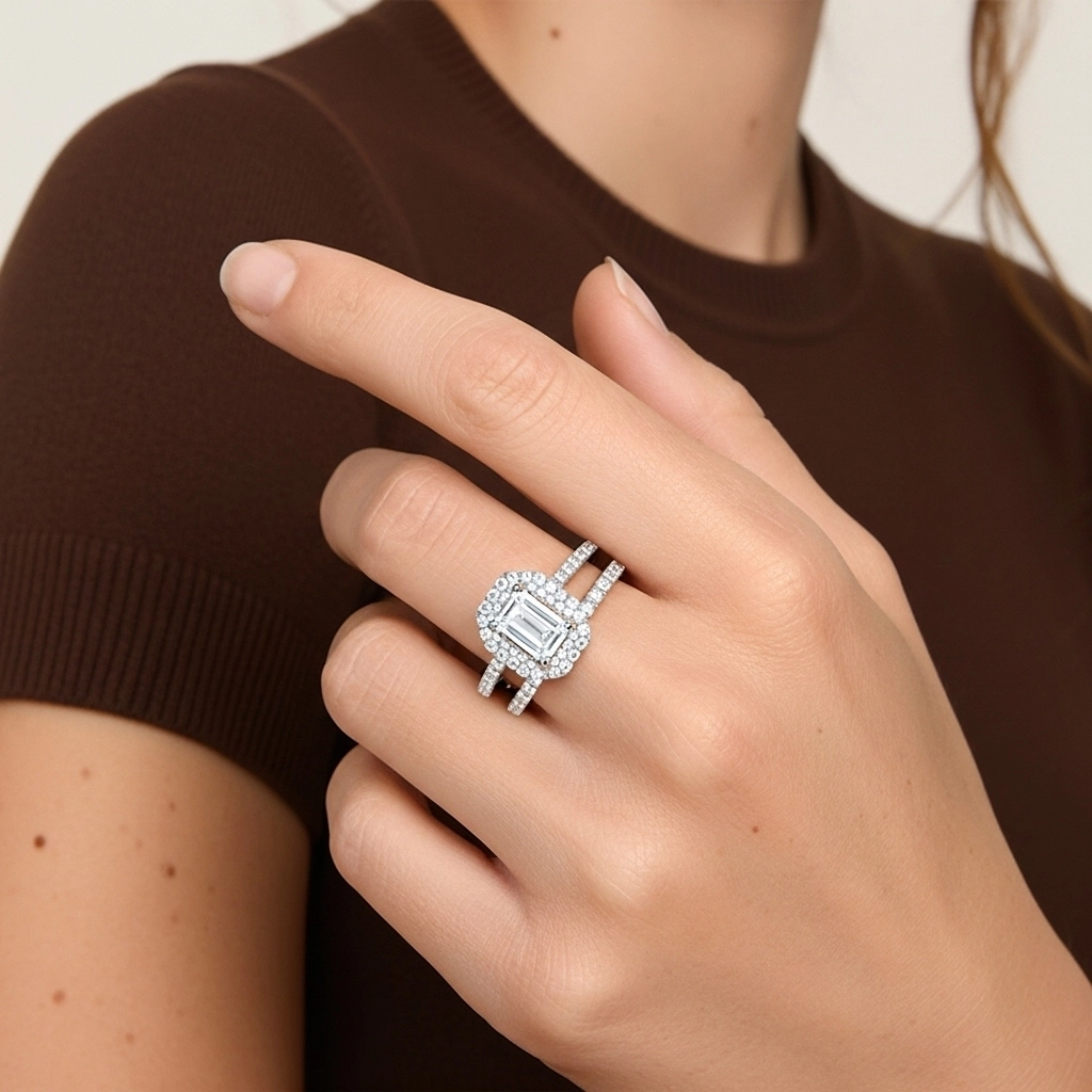 1.00ct Moissanite Ensemble d'alliances Platine