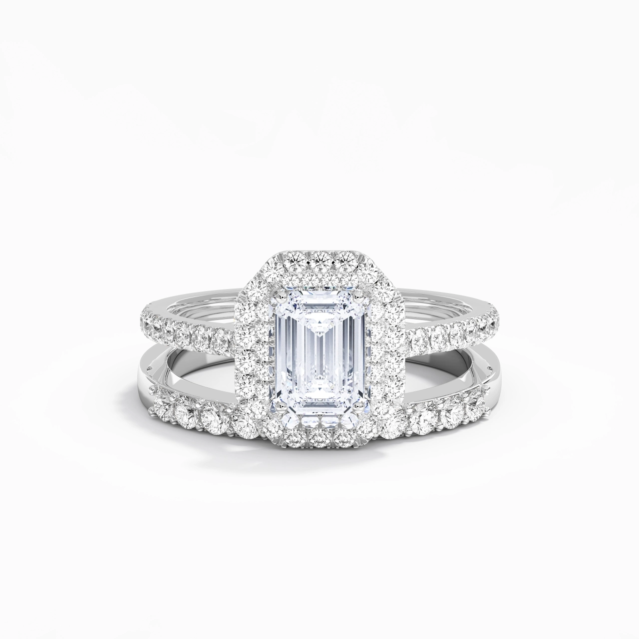 1.00ct Moissanite Wedding Ring Set 925 Sterling Silver