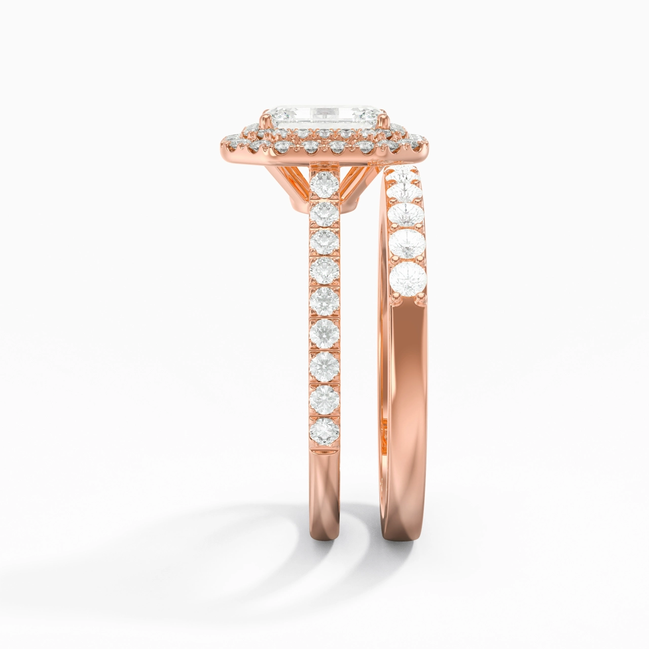 1.00ct Moissanite Wedding Ring Set 14K Rose Gold
