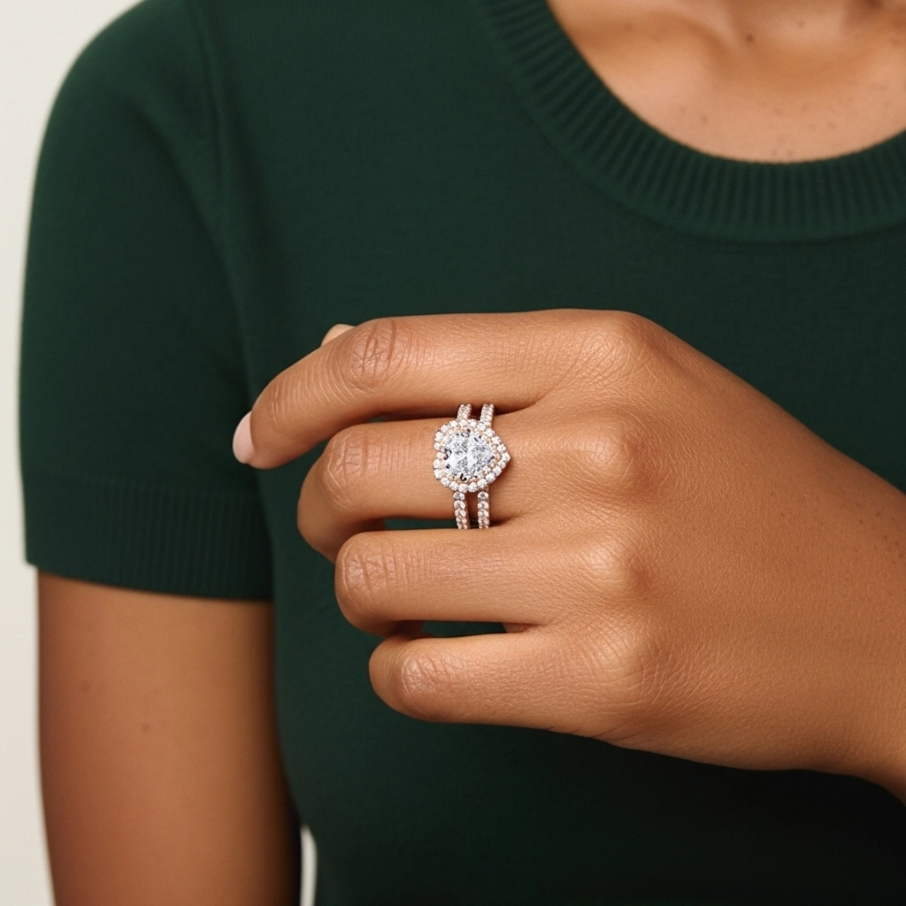 1.00ct Moissanite Wedding Ring Set 14K Rose Gold