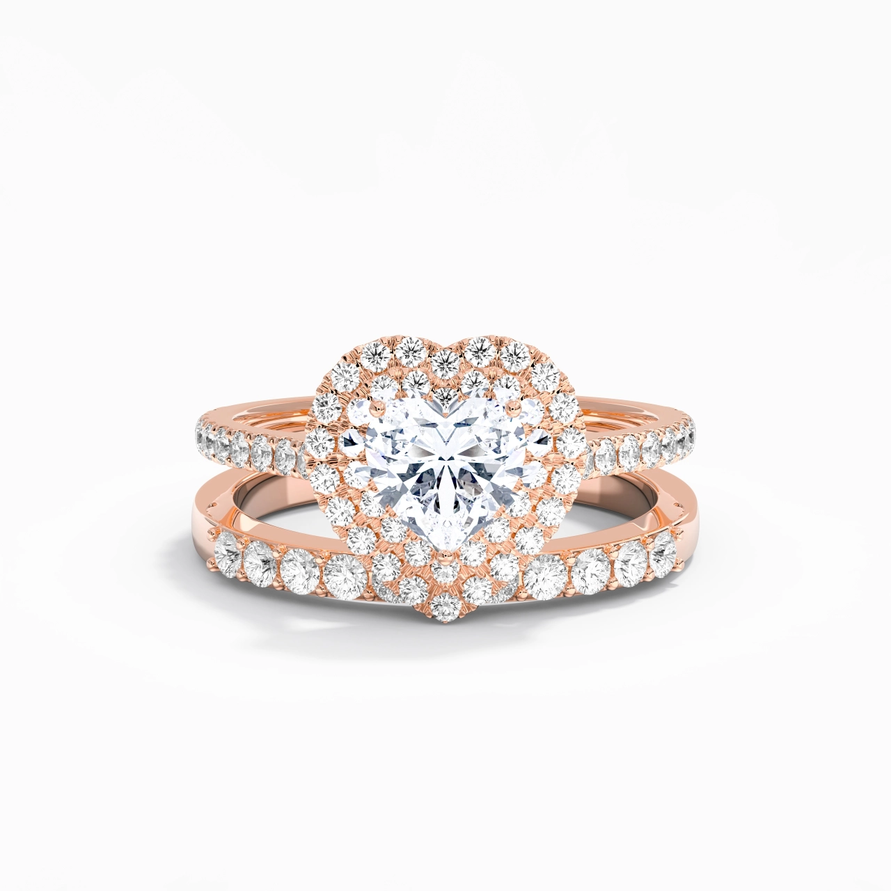 1.00ct Moissanite Wedding Ring Set 14K Rose Gold