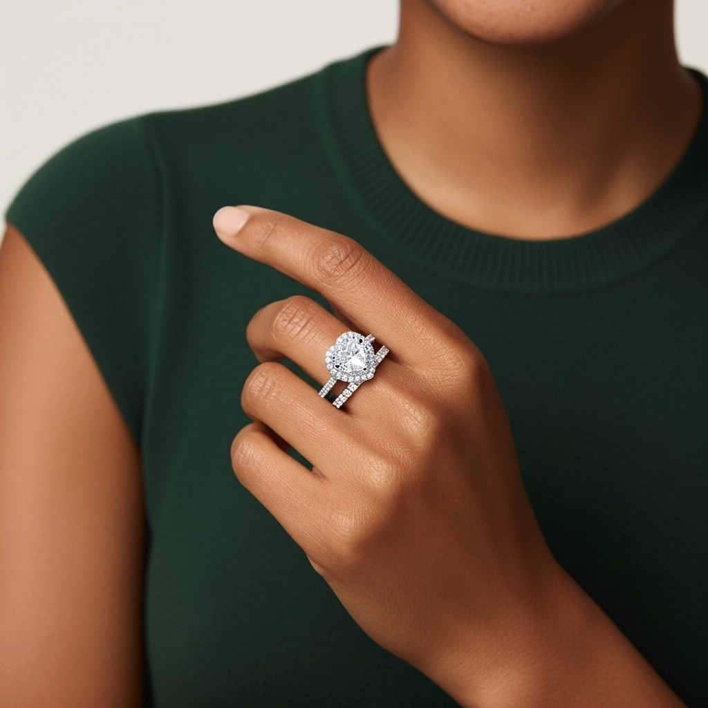 1.00ct Moissanite Wedding Ring Set 925 Sterling Silver