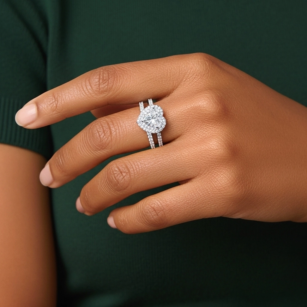 1.00ct Moissanite Wedding Ring Set 925 Sterling Silver