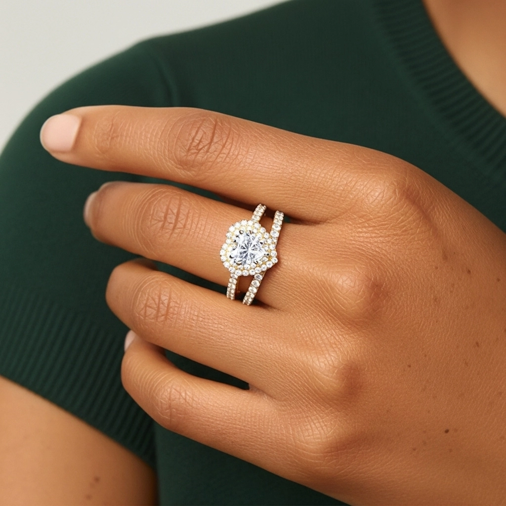 1.00ct Moissanite Wedding Ring Set 925 Sterling Silver