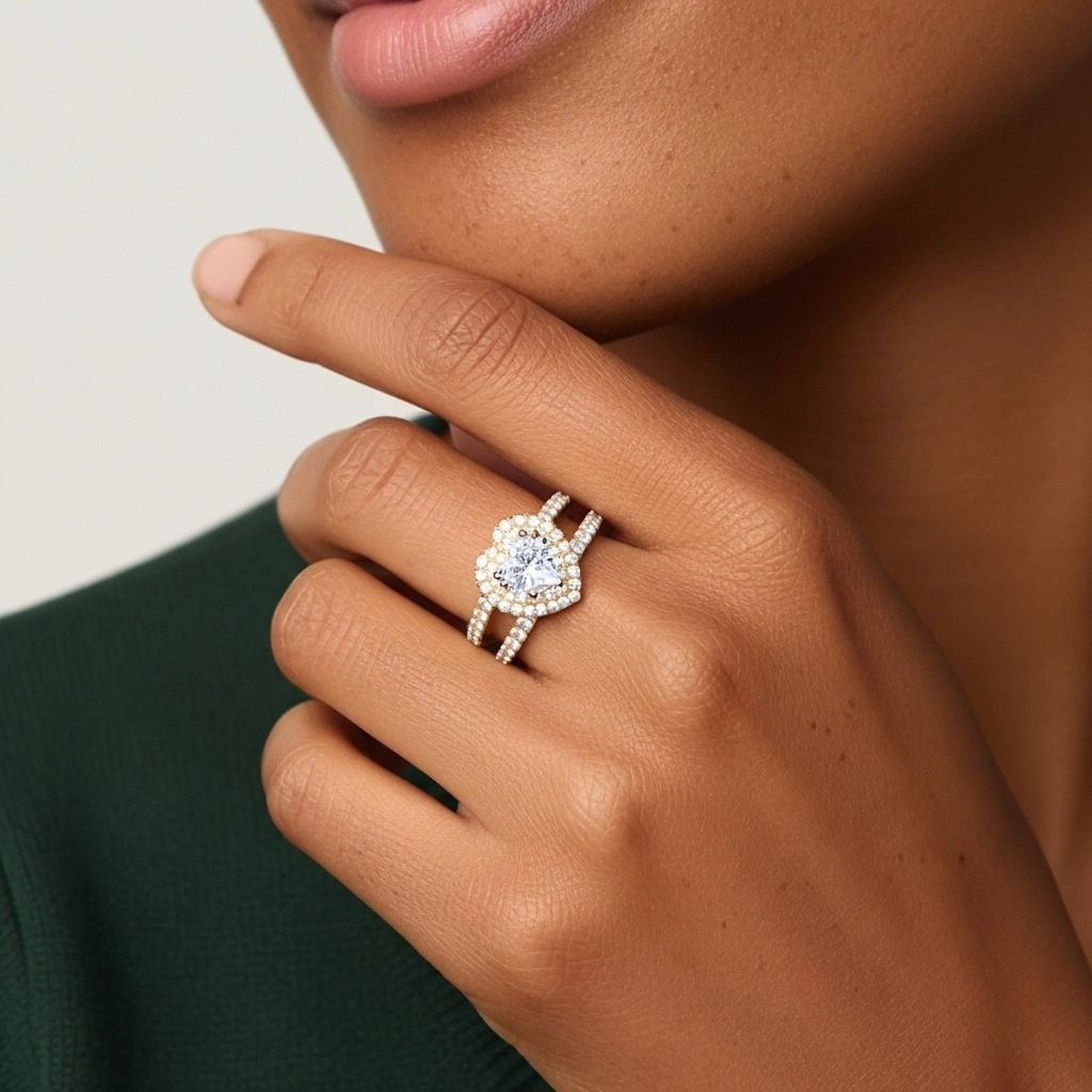 1.00ct Moissanite Wedding Ring Set 925 Sterling Silver