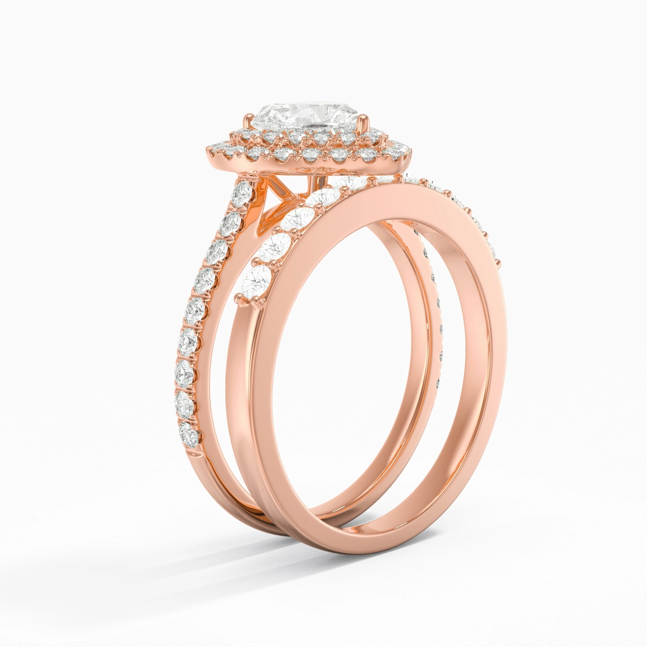 1.00ct Moissanite Wedding Ring Set 14K Rose Gold