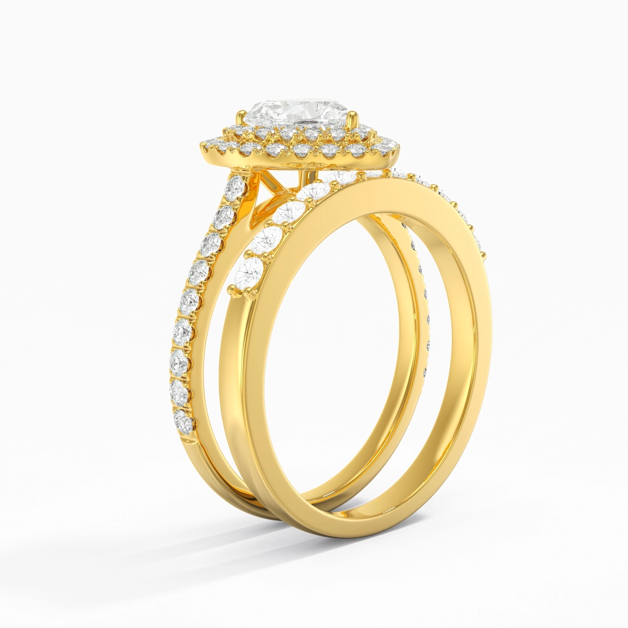 1.00ct Moissanite Wedding Ring Set 14K Gold