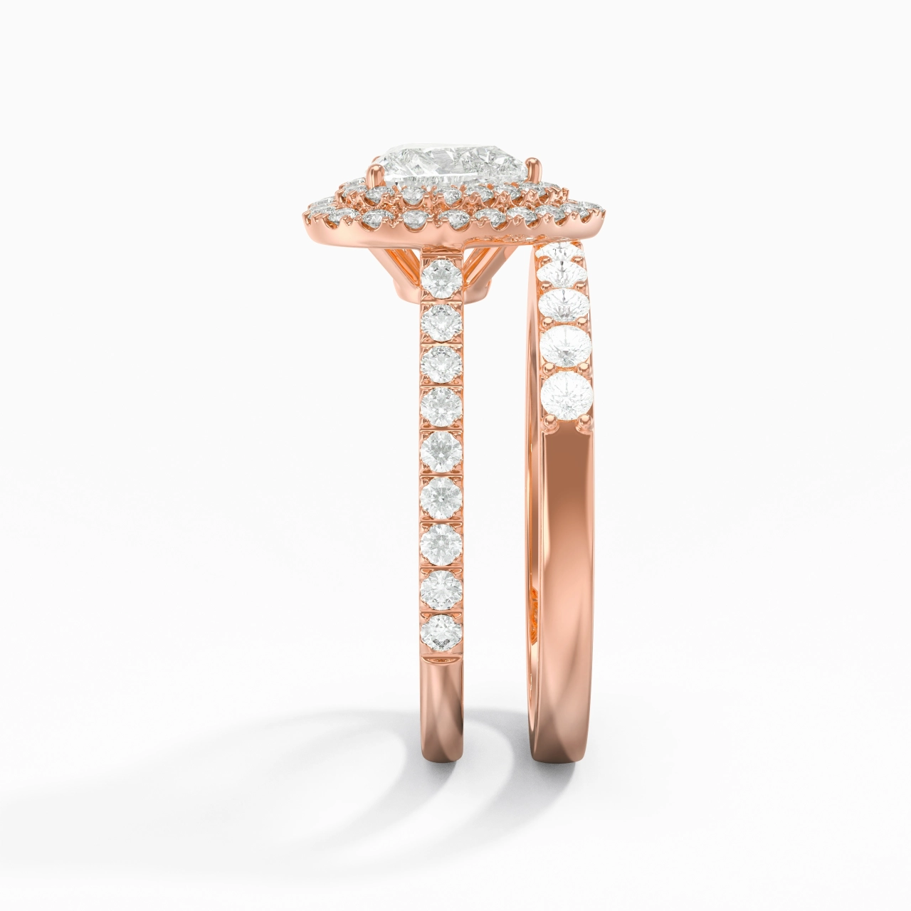 1.00ct Moissanite Wedding Ring Set 14K Rose Gold