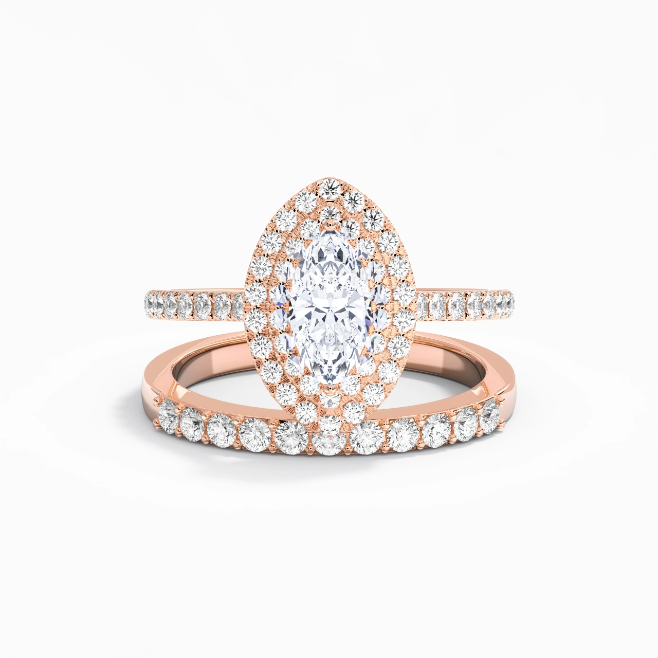 1.00ct Moissanite Wedding Ring Set 14K Rose Gold