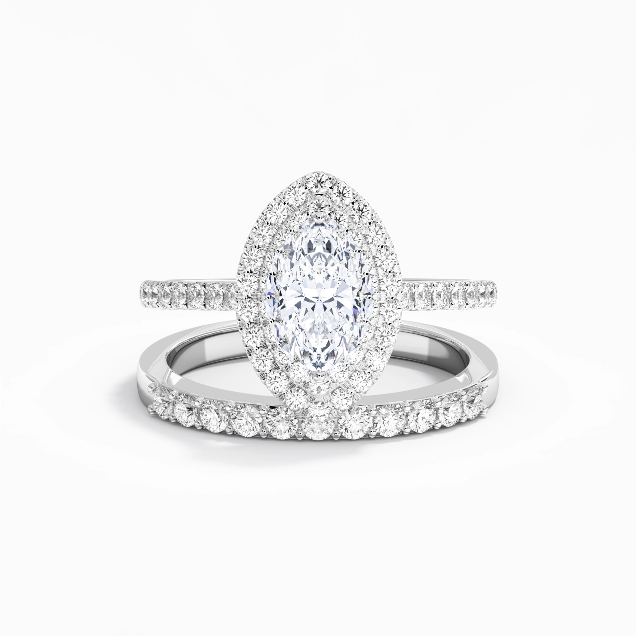1.00ct Moissanite Wedding Ring Set 925 Sterling Silver
