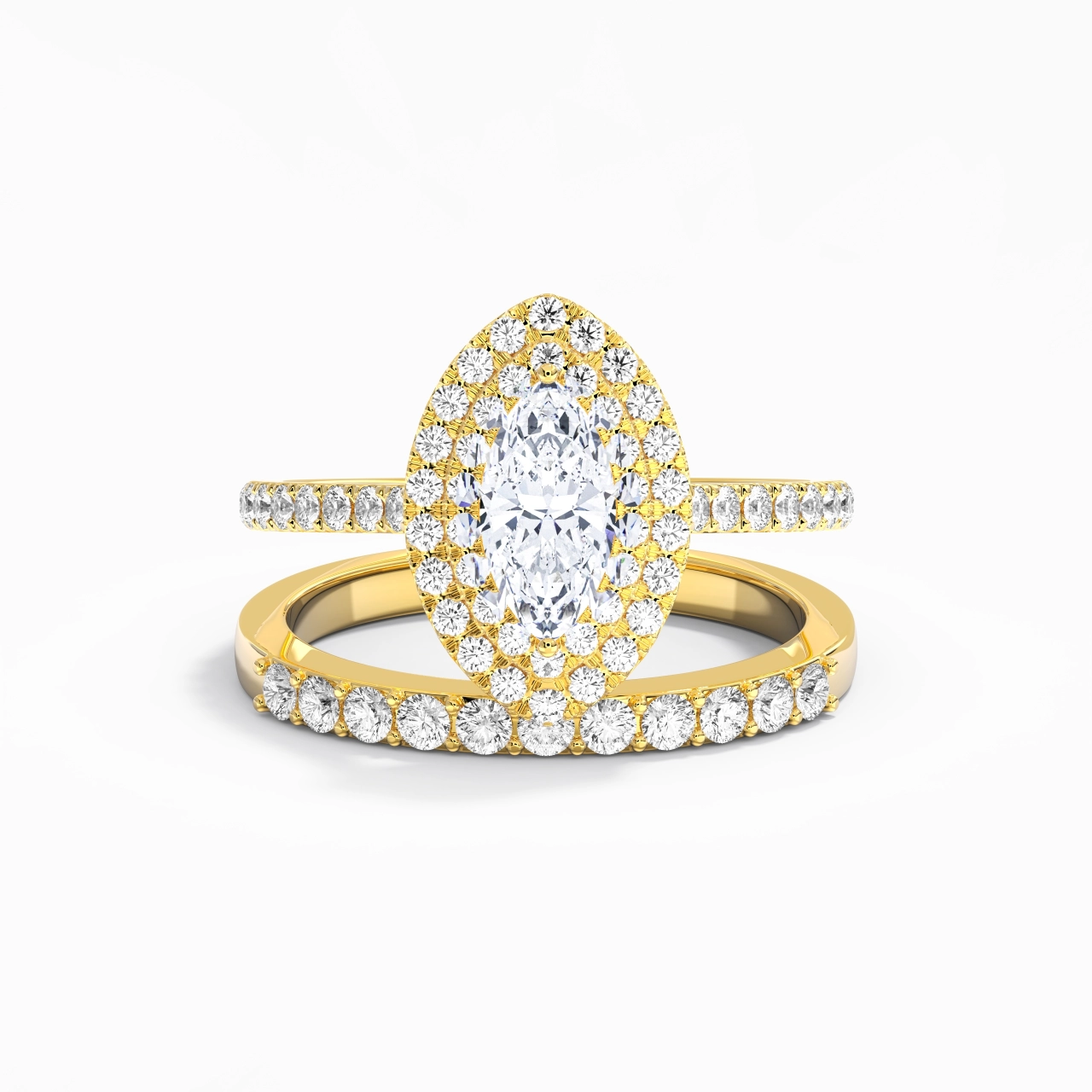 1.00ct Moissanite Wedding Ring Set 14K Gold