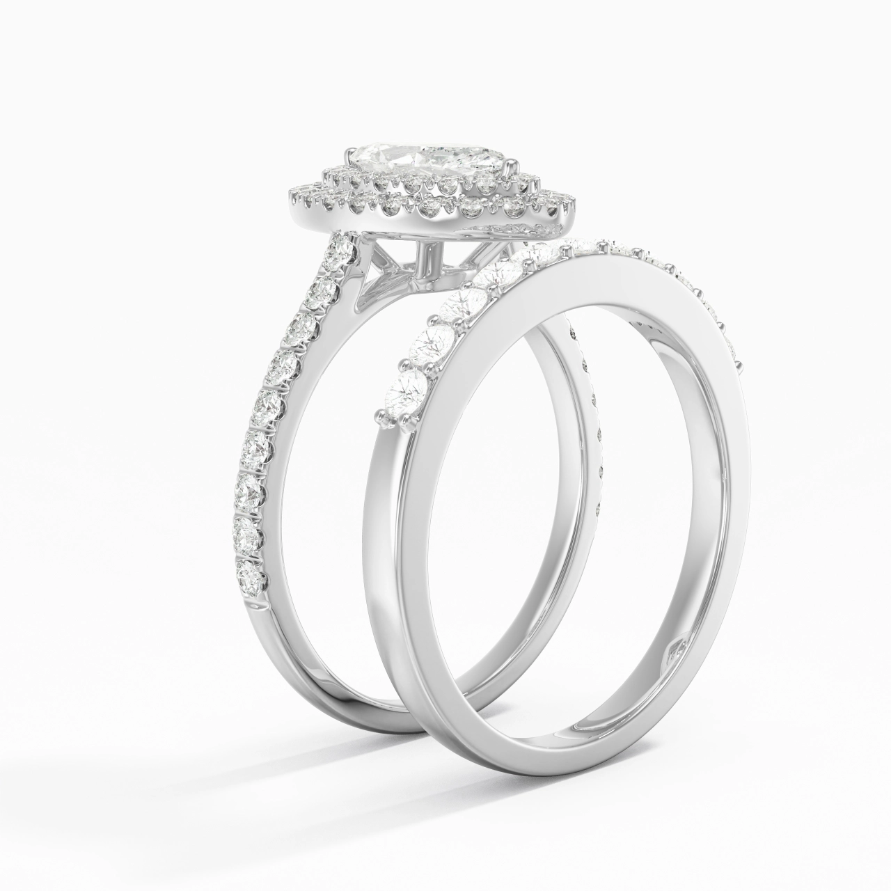 1.00ct Moissanite Wedding Ring Set 925 Sterling Silver