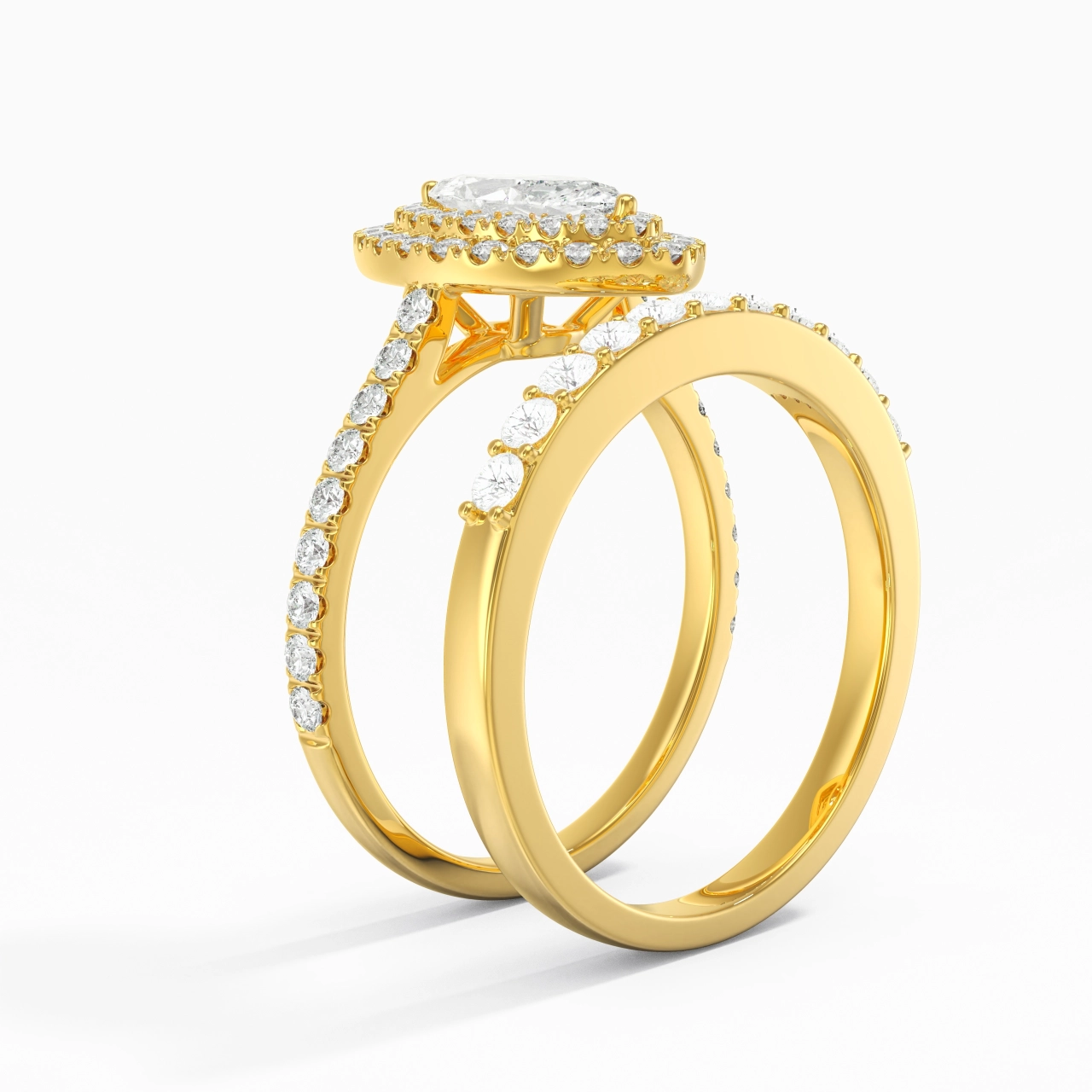1.00ct Moissanite Wedding Ring Set 14K Gold