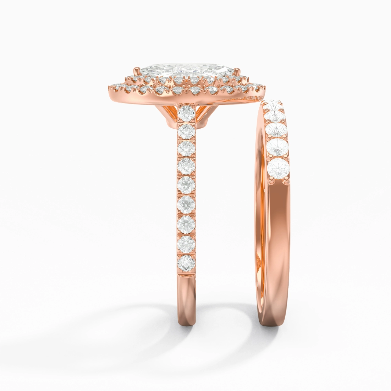 1.00ct Moissanite Wedding Ring Set 14K Rose Gold