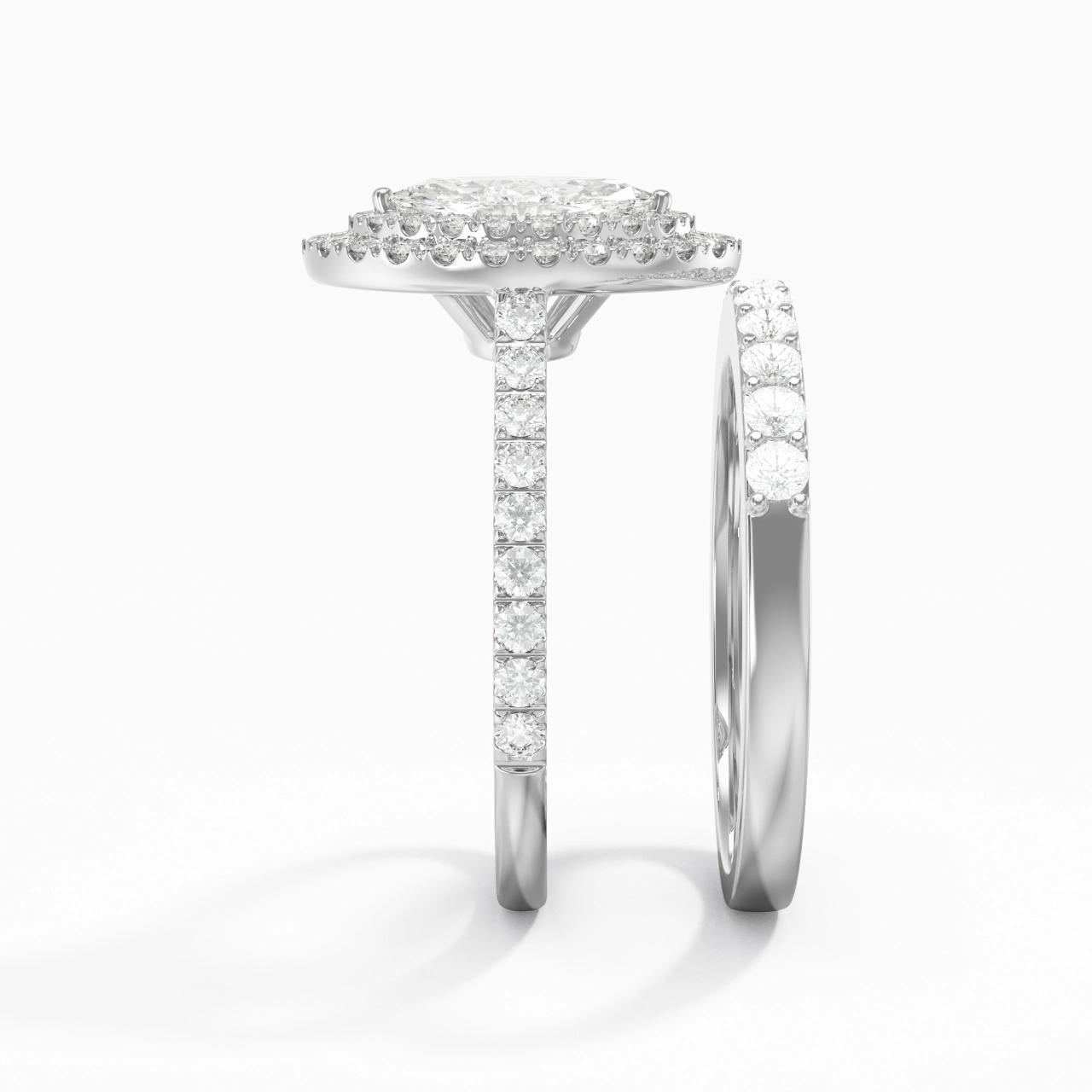 1.00ct Moissanite Wedding Ring Set 925 Sterling Silver