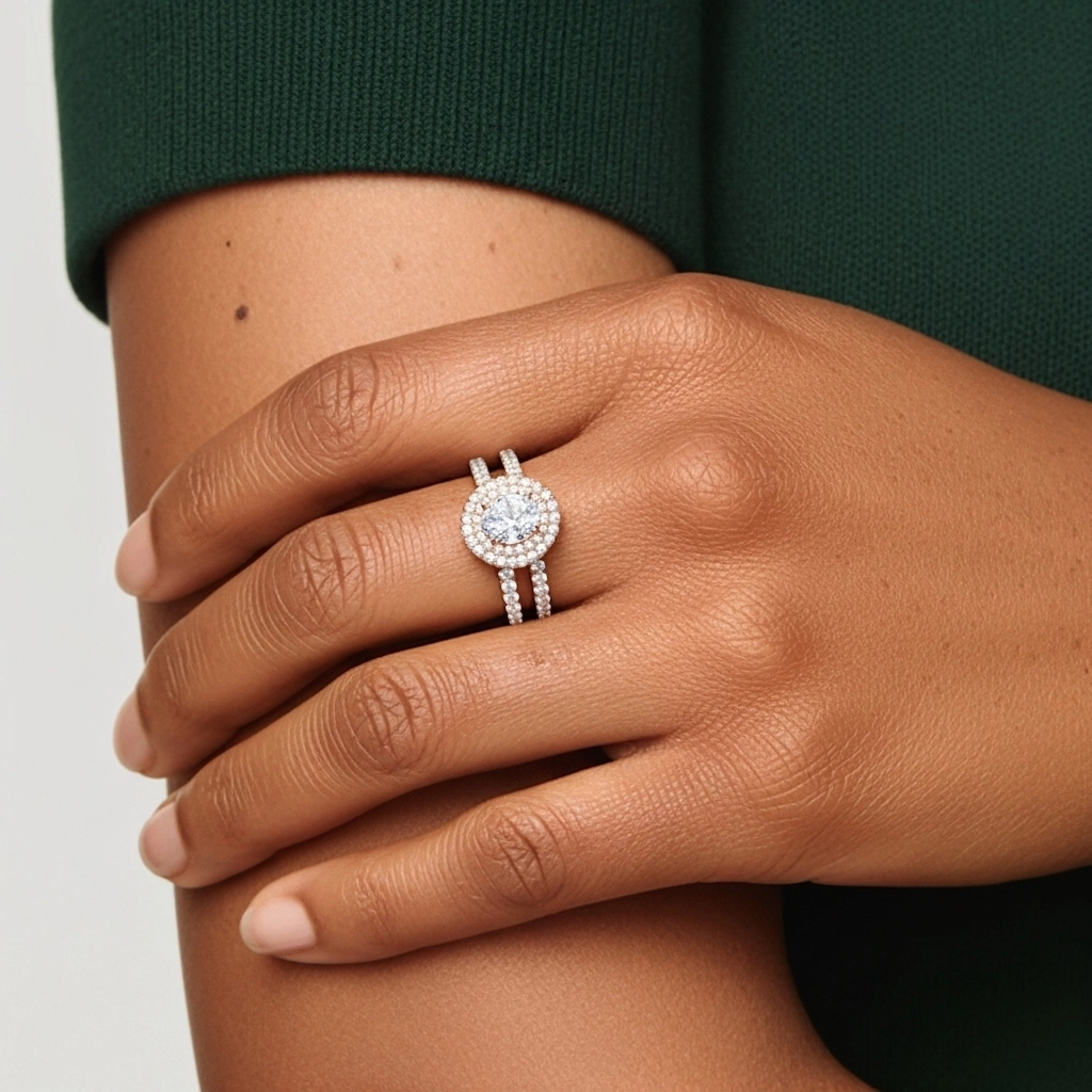 1.00ct Moissanite Wedding Ring Set 18K Rose Gold