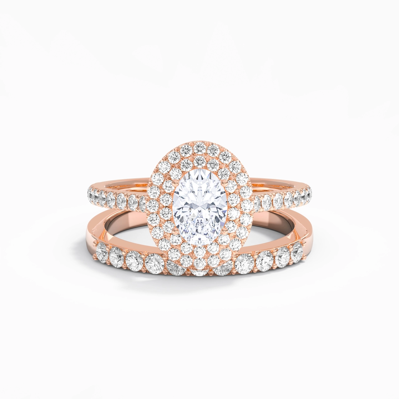 1.00ct Moissanite Wedding Ring Set 18K Rose Gold