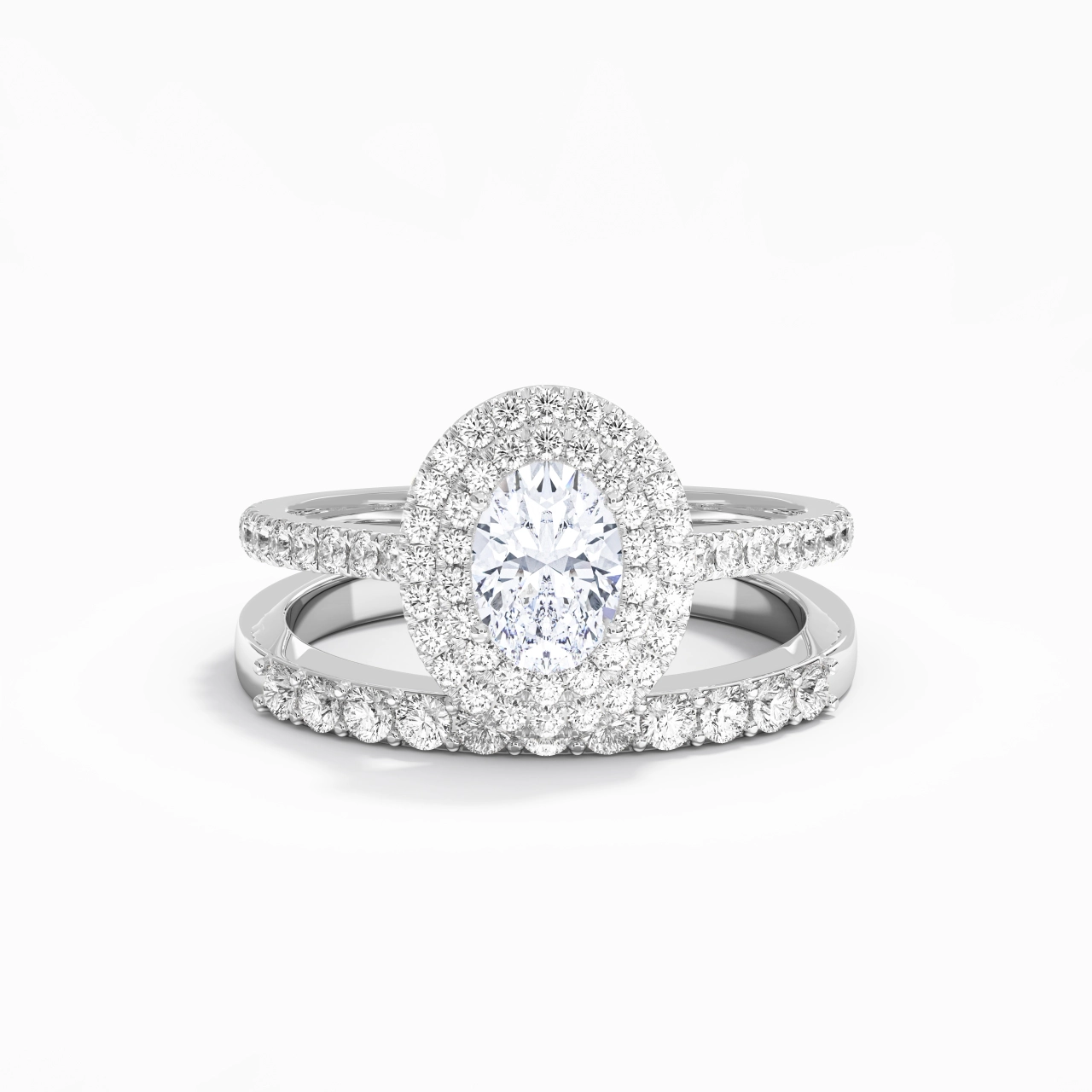 1.00ct Moissanite Wedding Ring Set 925 Sterling Silver