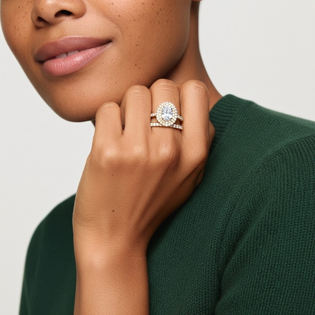 1.00ct Moissanite Wedding Ring Set 925 Sterling Silver