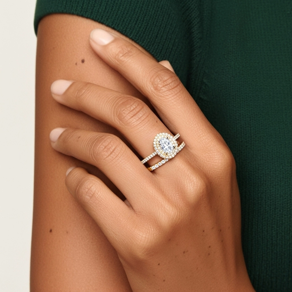 1.00ct Moissanite Wedding Ring Set 925 Sterling Silver