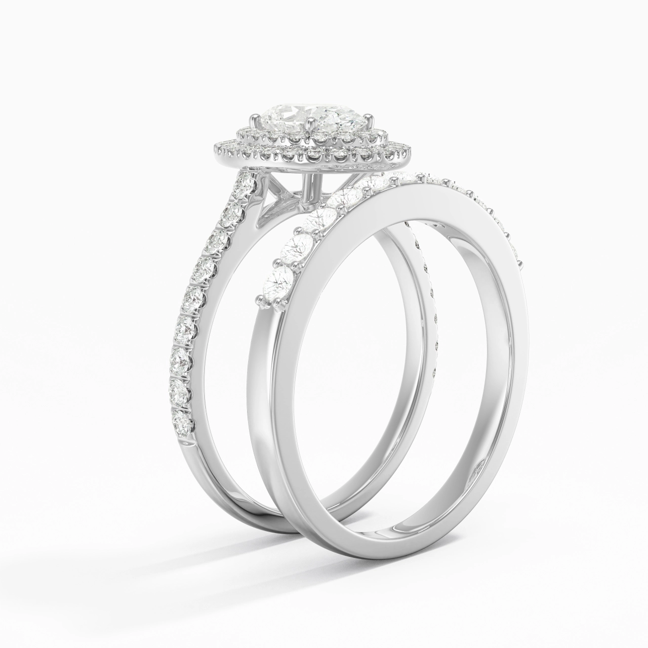1.00ct Moissanite Wedding Ring Set 925 Sterling Silver