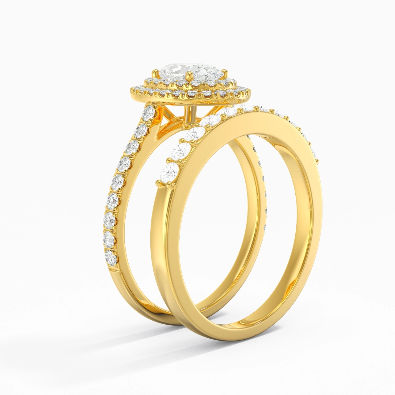 1.00ct Moissanite Wedding Ring Set 18K Gold