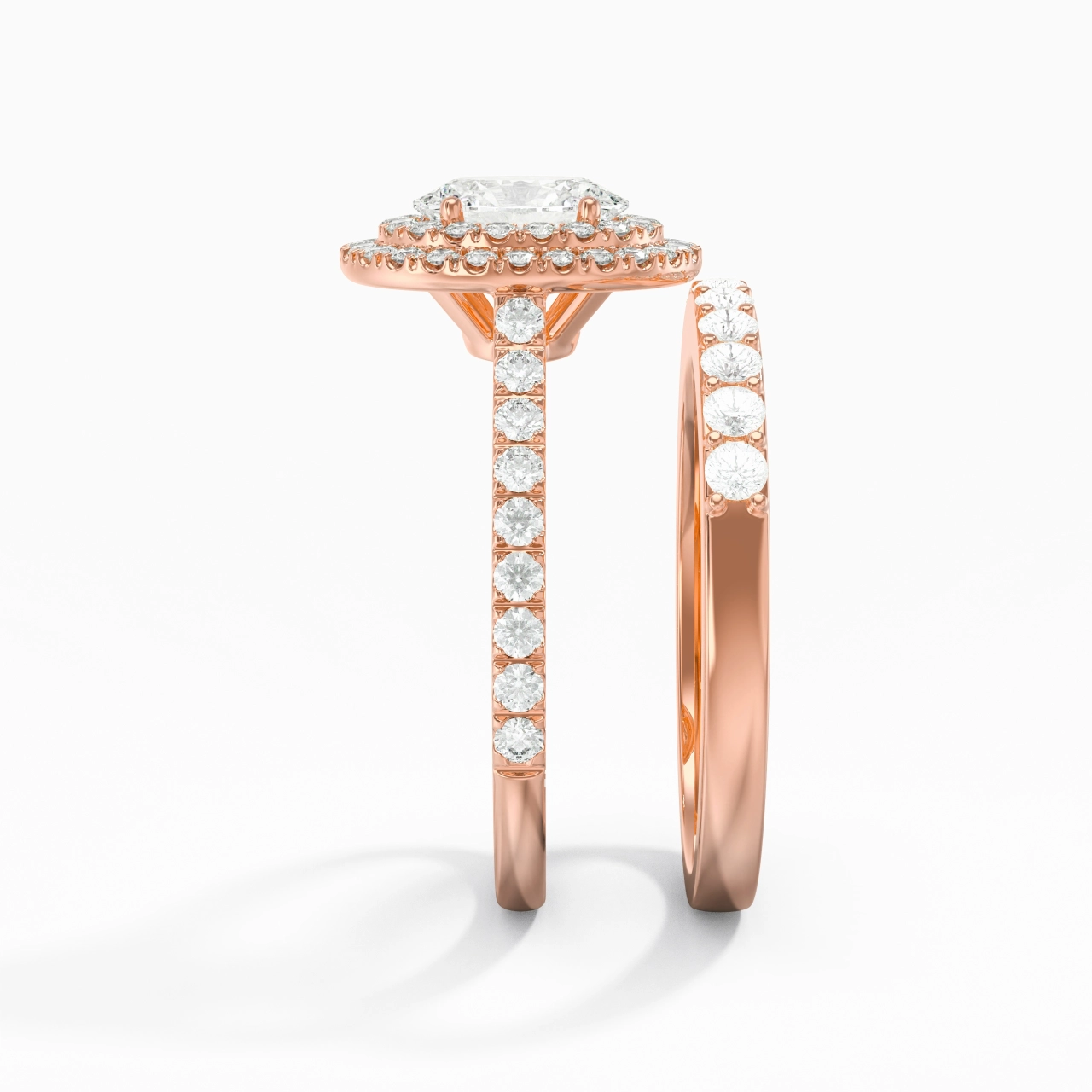 1.00ct Moissanite Wedding Ring Set 18K Rose Gold