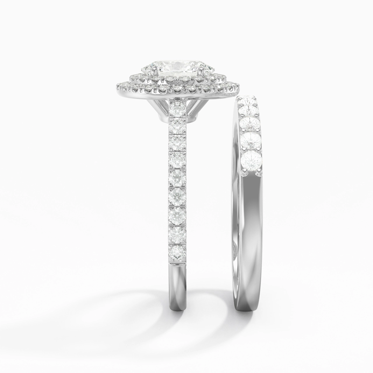 1.00ct Moissanite Wedding Ring Set 925 Sterling Silver