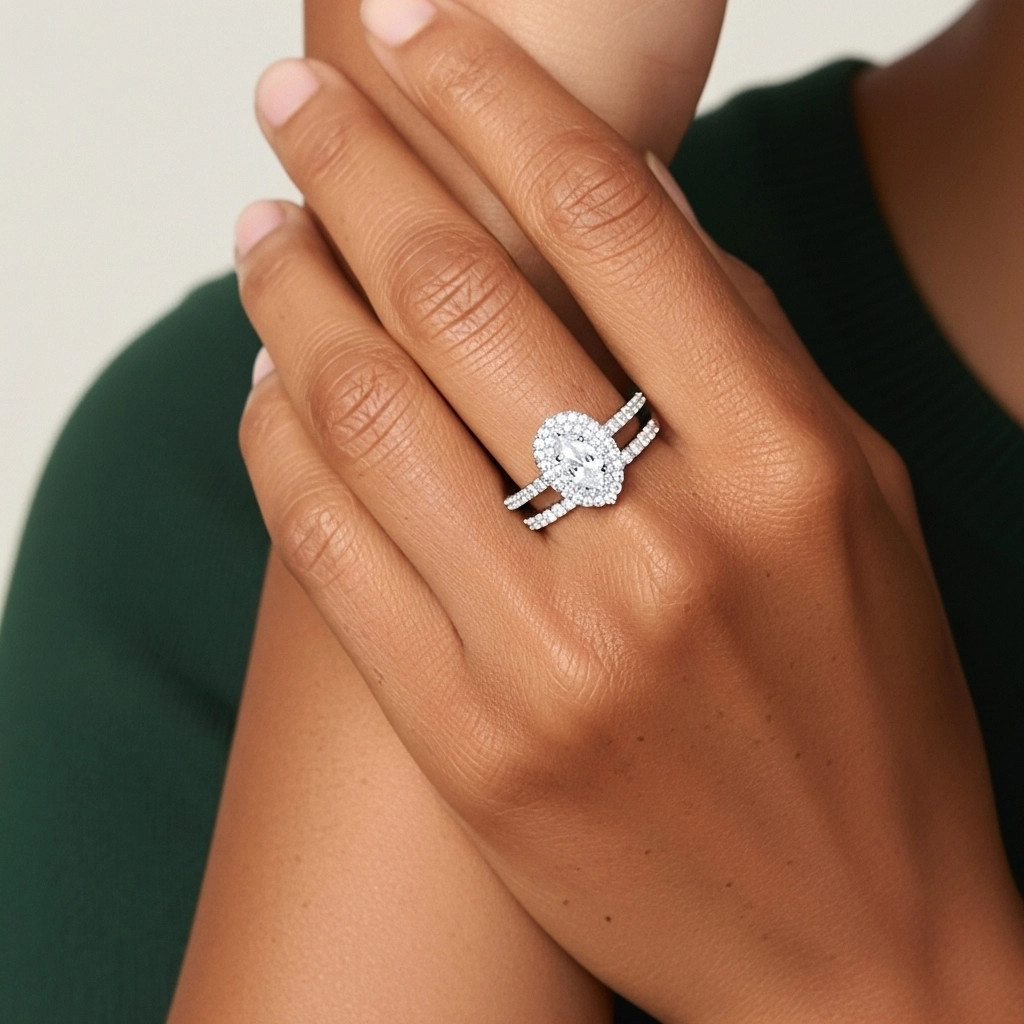 1.00ct Moissanite Wedding Ring Set 14K White Gold