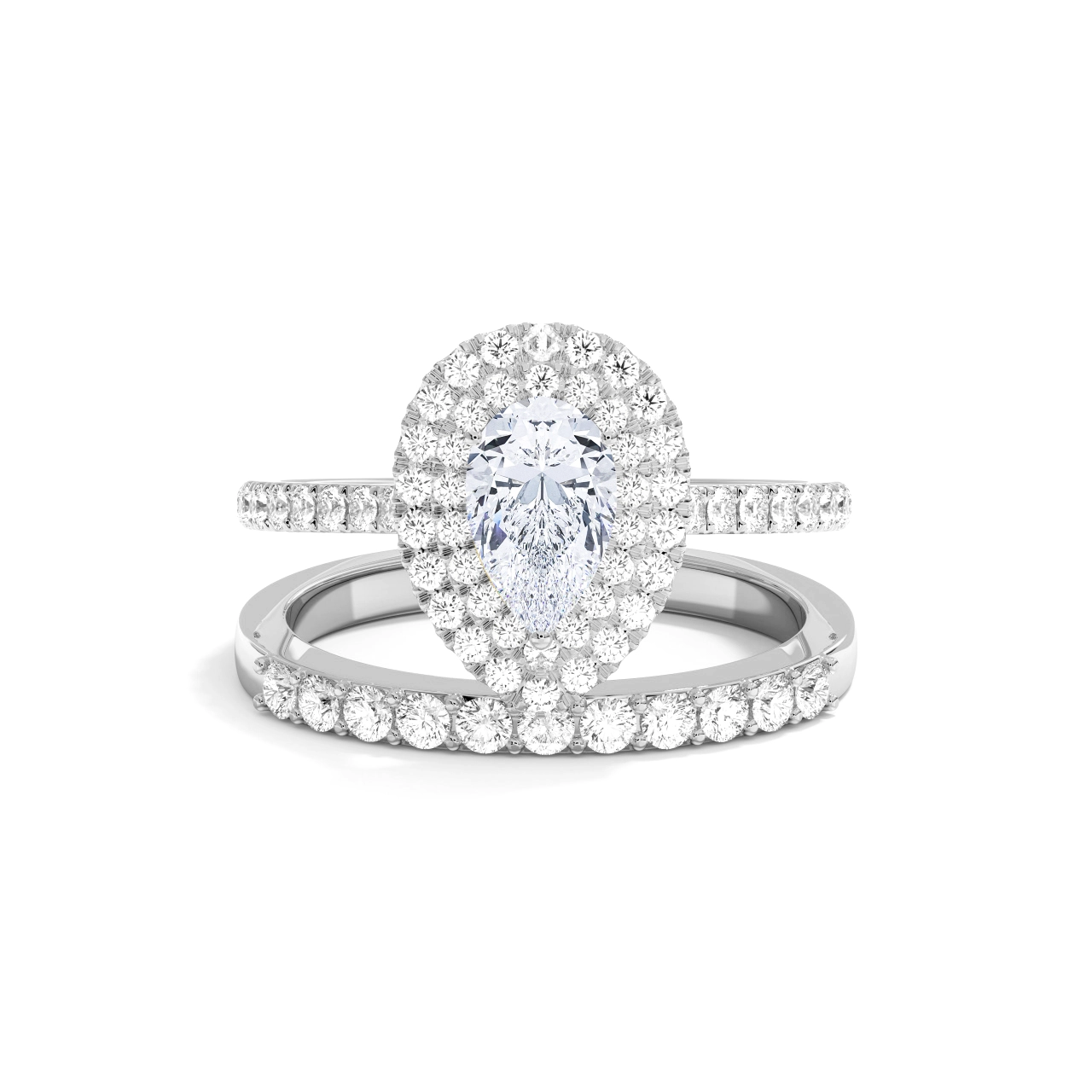 1.00ct Moissanite Wedding Ring Set 925 Sterling Silver