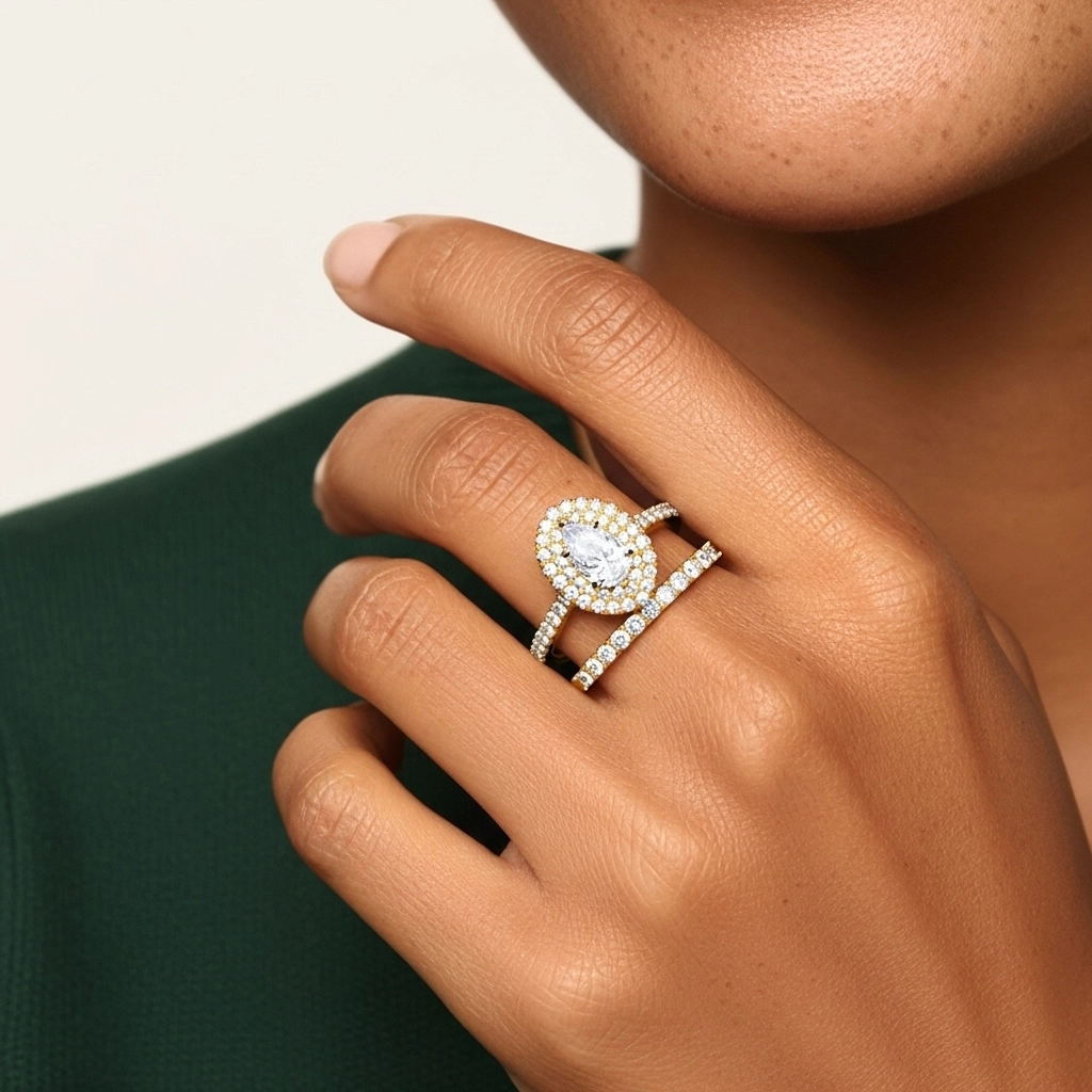 1.00ct Moissanite Wedding Ring Set 925 Sterling Silver