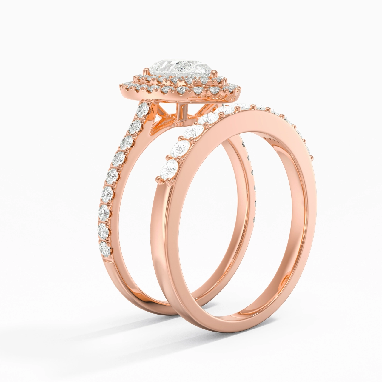 1.00ct Moissanite Wedding Ring Set 14K Rose Gold