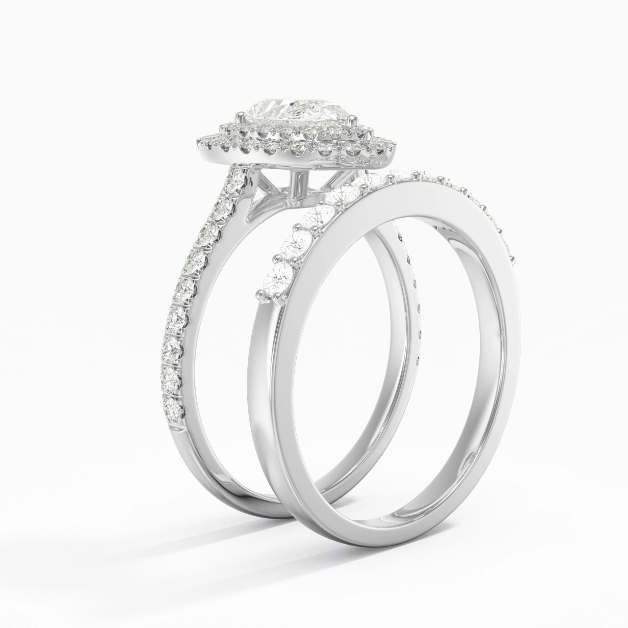 1.00ct Moissanite Wedding Ring Set 925 Sterling Silver