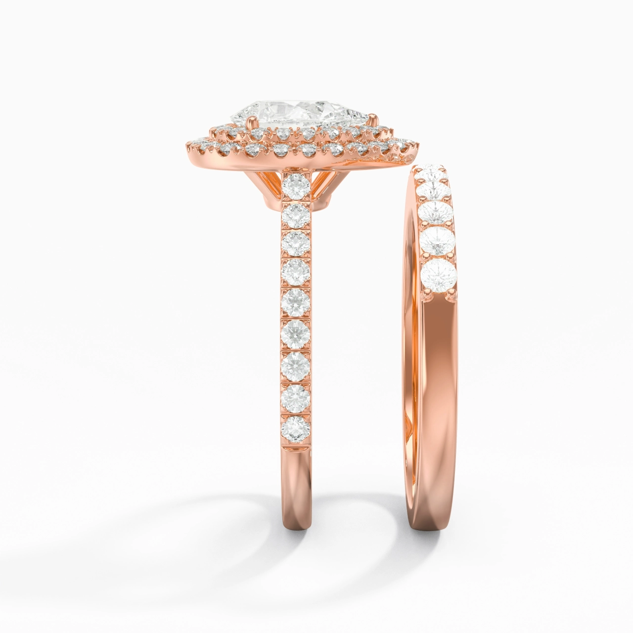 1.00ct Moissanite Wedding Ring Set 14K Rose Gold