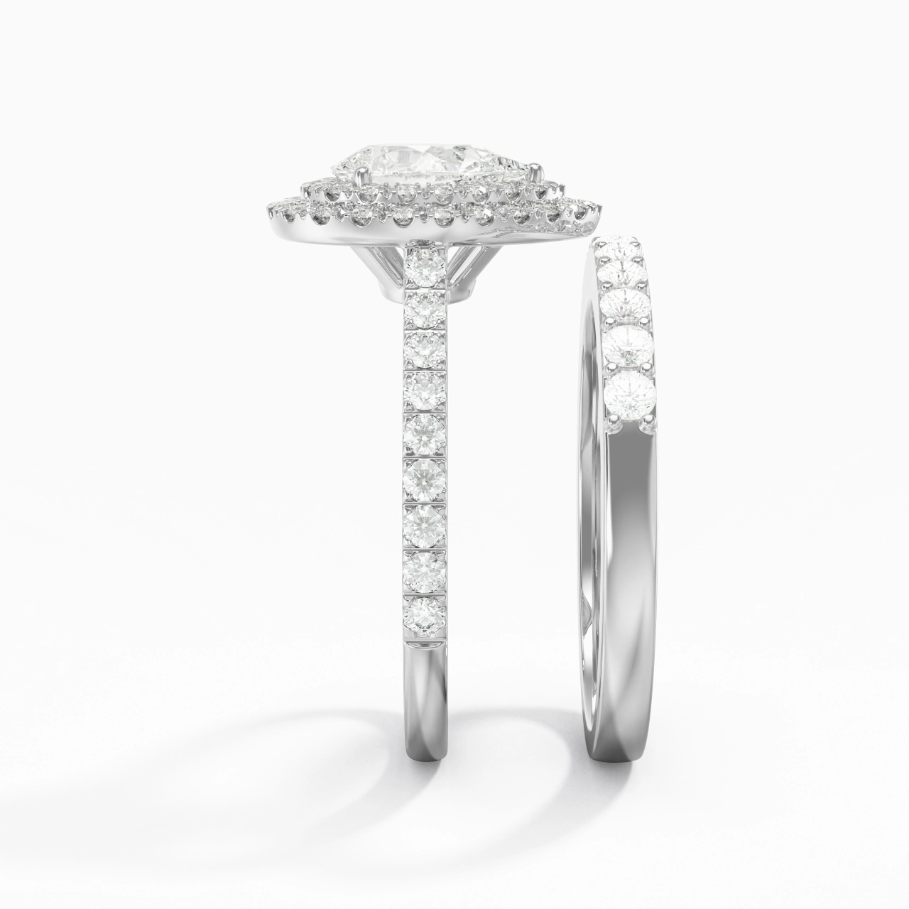 1.00ct Moissanite Wedding Ring Set 925 Sterling Silver