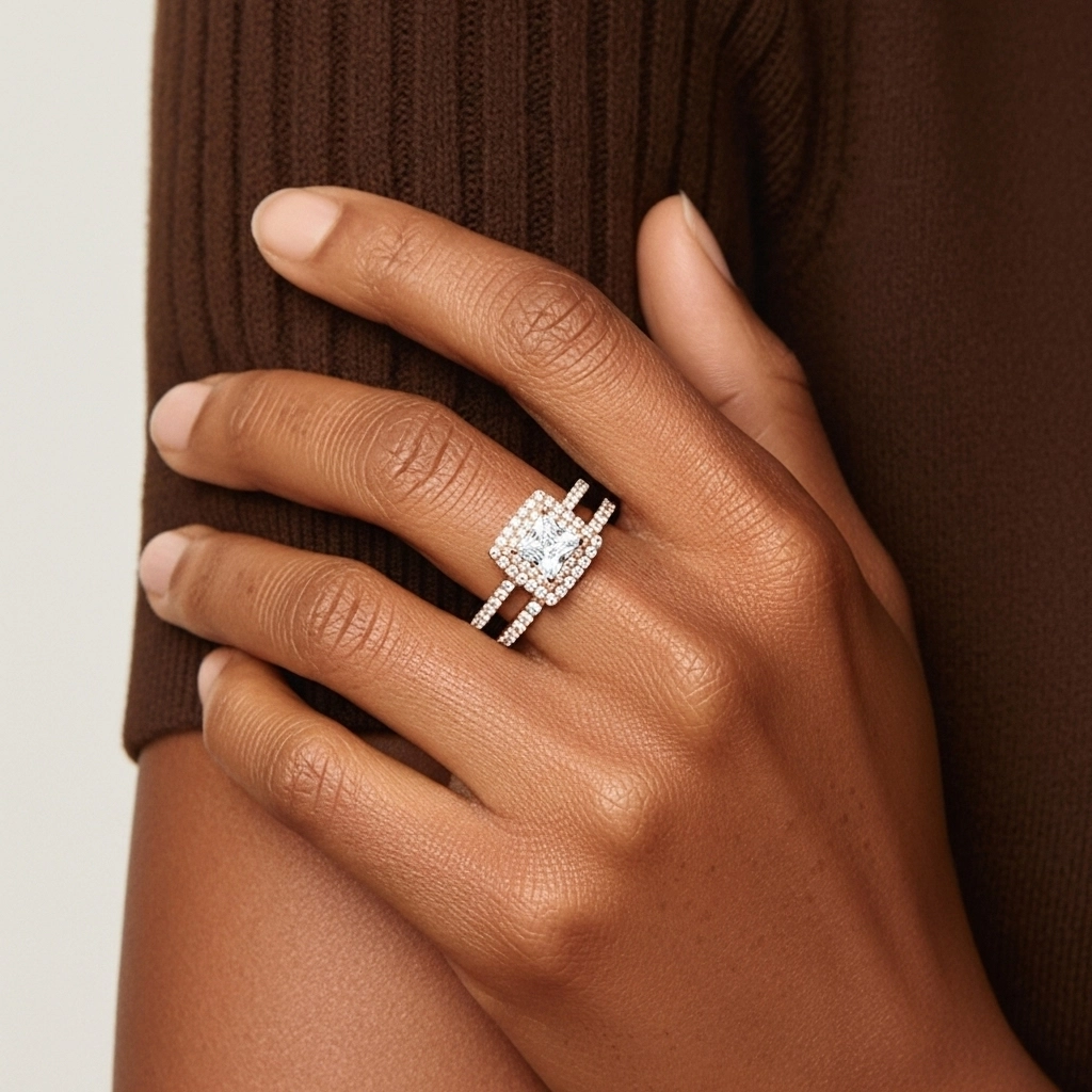 1.00ct Moissanite Wedding Ring Set 925 Sterling Silver