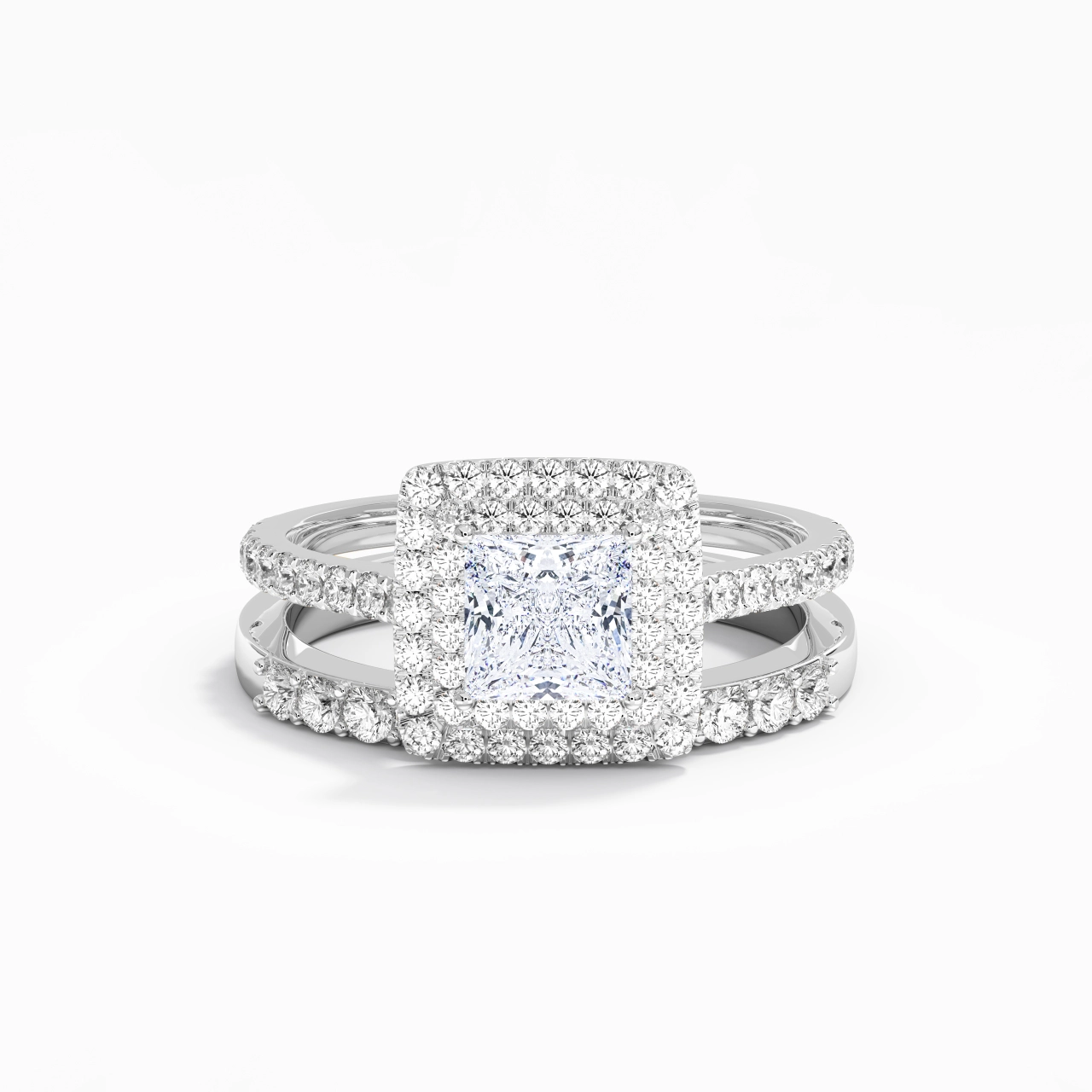 1.00ct Moissanite Wedding Ring Set 925 Sterling Silver