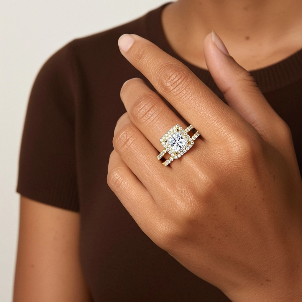 1.00ct Moissanite Wedding Ring Set 925 Sterling Silver