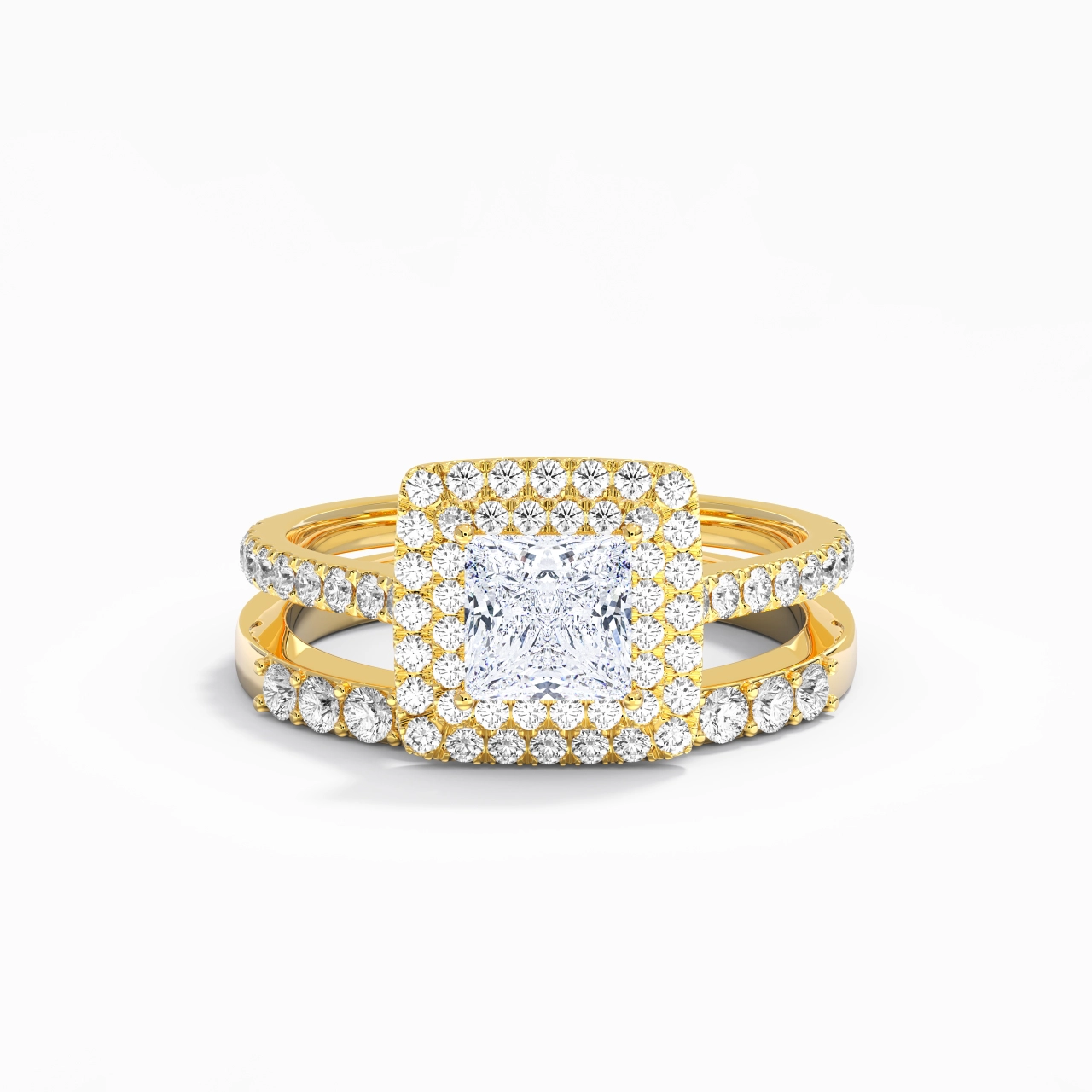 1.00ct Moissanite Wedding Ring Set 18K Gold