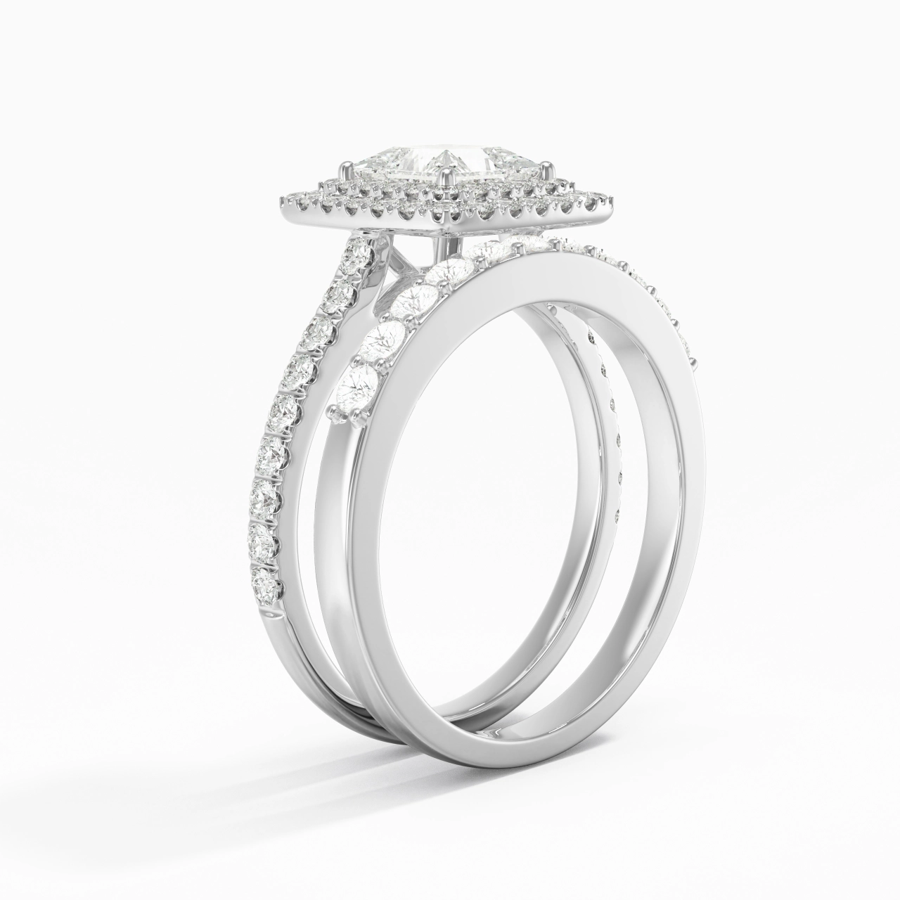 1.00ct Moissanite Wedding Ring Set 925 Sterling Silver