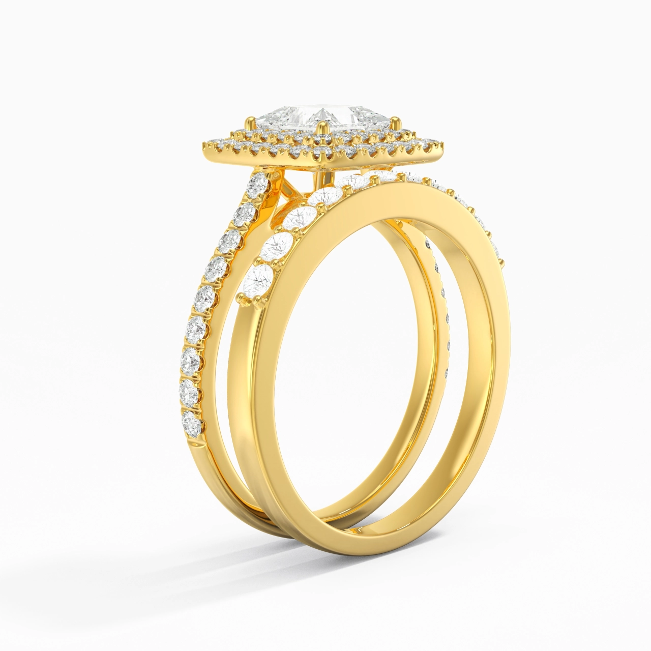 1.00ct Moissanite Wedding Ring Set 18K Gold