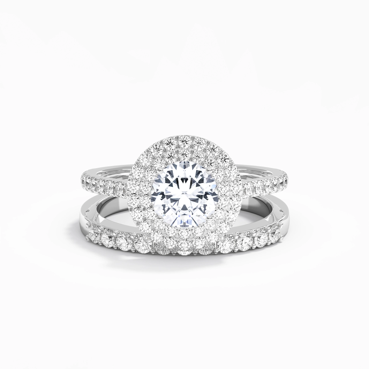 1.00ct Moissanite Wedding Ring Set 925 Sterling Silver