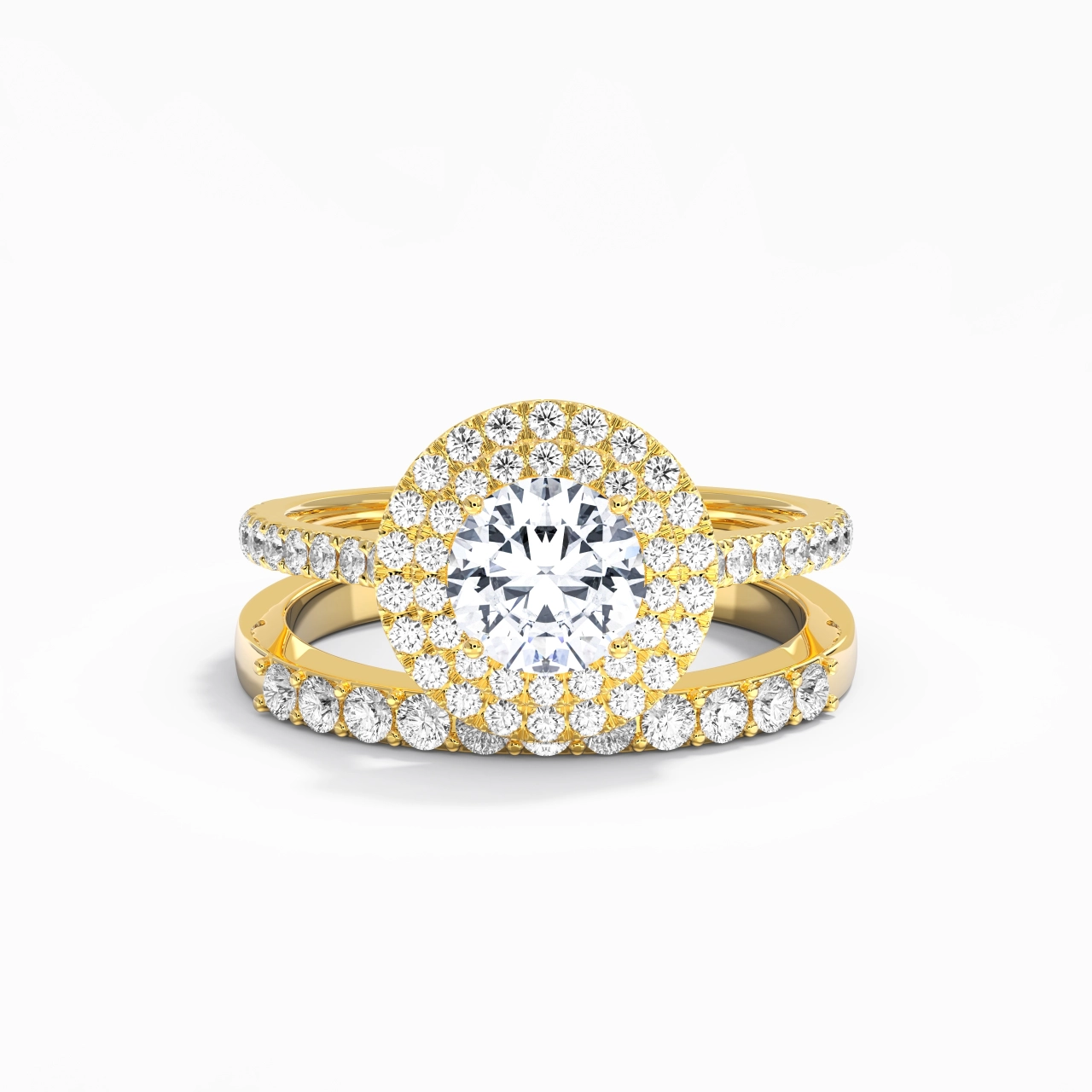 1.00ct Moissanite Wedding Ring Set 18K Gold