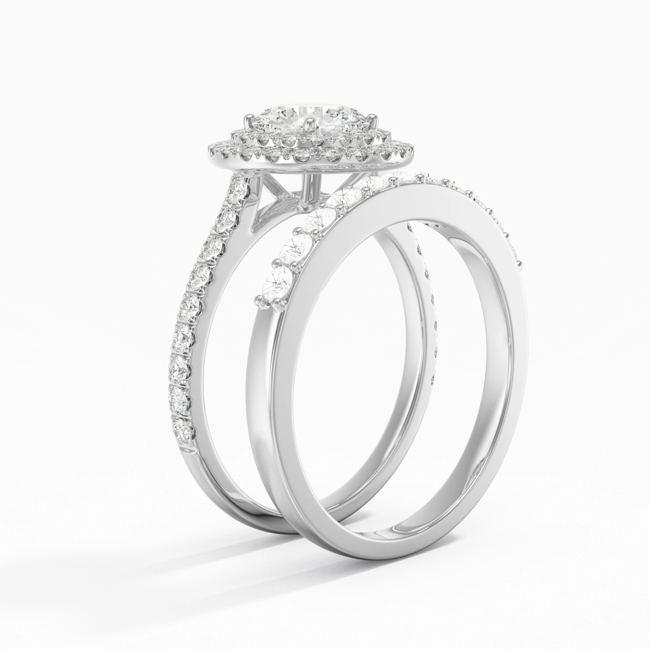 1.00ct Moissanite Wedding Ring Set 925 Sterling Silver