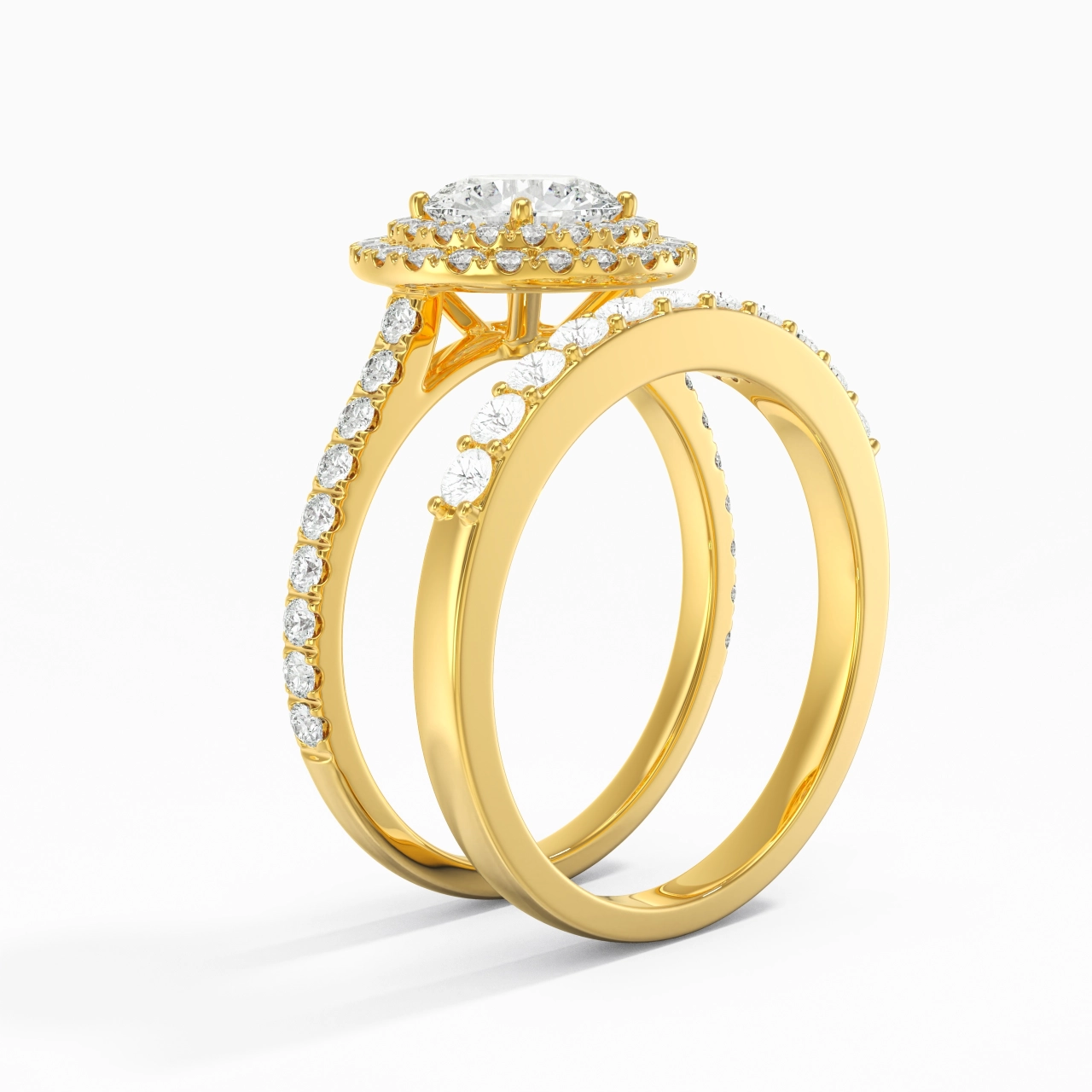 1.00ct Moissanite Wedding Ring Set 18K Gold