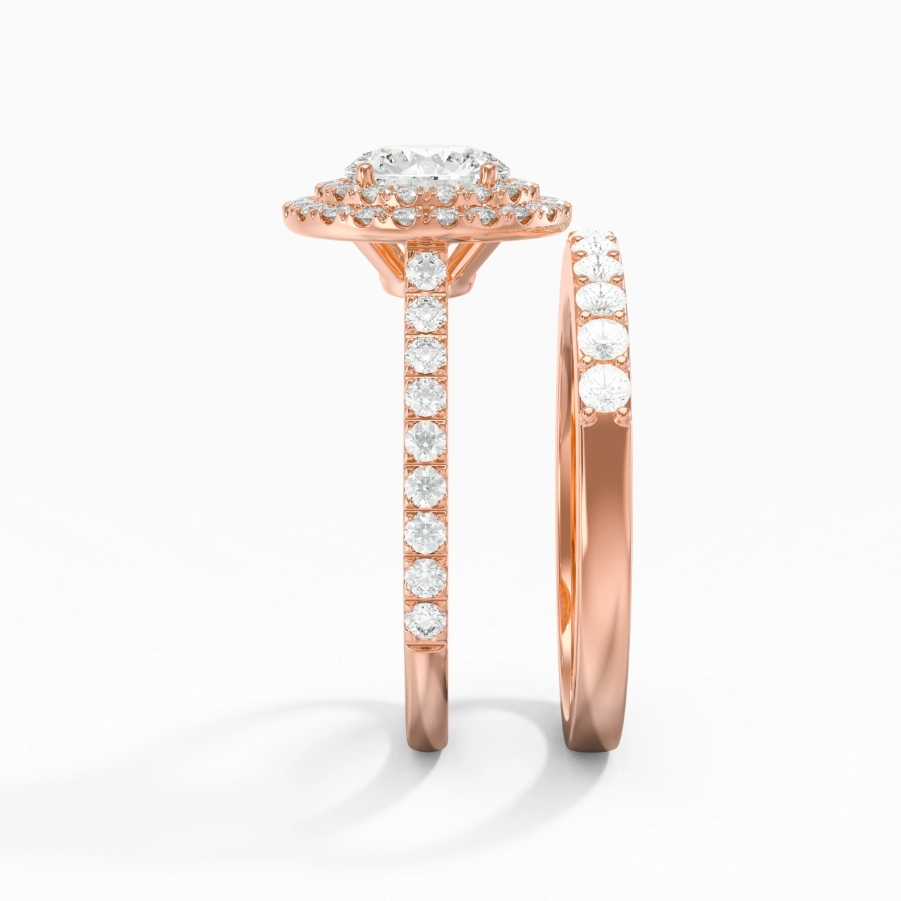 1.00ct Moissanite Wedding Ring Set 14K Rose Gold