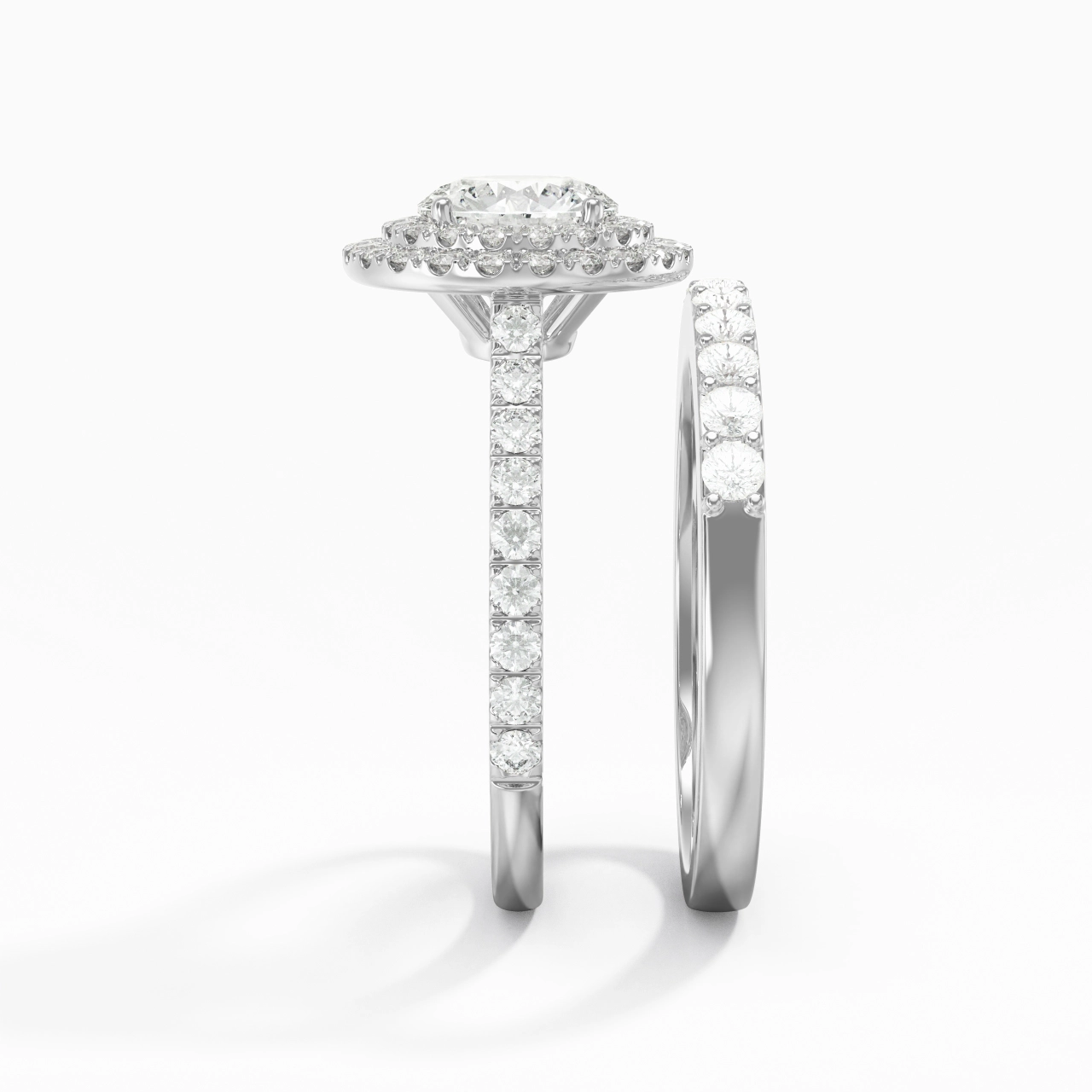 1.00ct Moissanite Wedding Ring Set 925 Sterling Silver