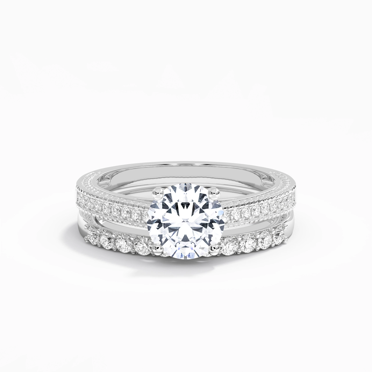 White Gold Plated Vintage Bridal Set