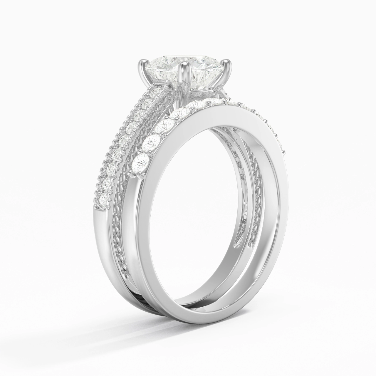 White Gold Plated Vintage Bridal Set